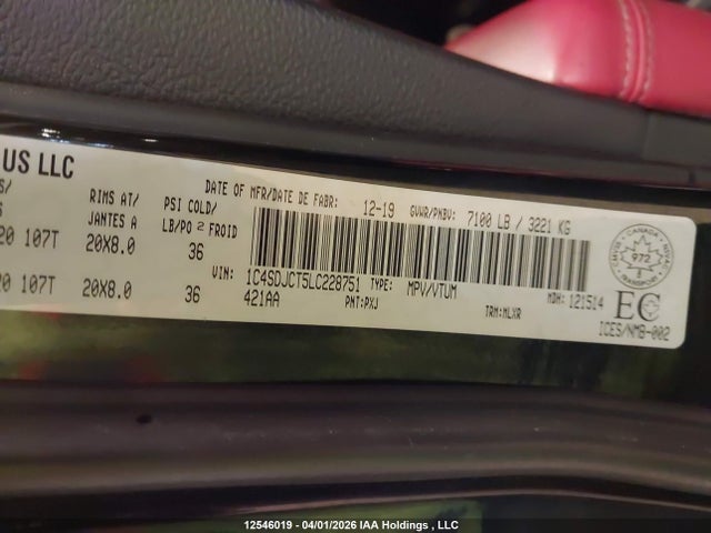 1C4SDJCT5LC228751 Dodge Durango R/t