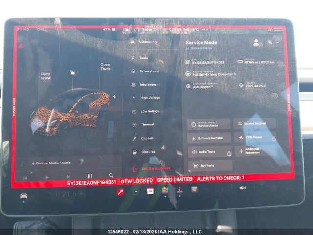 12546022 :رقم المزاد ، 5YJ3E1EA0NF194351 vin ، 2022 Tesla Model 3 Rwd/standard Range مزاد بيع