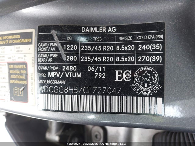 Продажа на аукционе авто 2012 Mercedes-benz Glk 350 4matic, vin: WDCGG8HB7CF727047, номер лота: 12546027