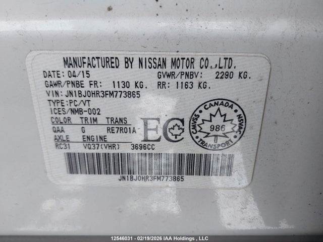 JN1BJ0HR3FM773865 Infiniti QX50