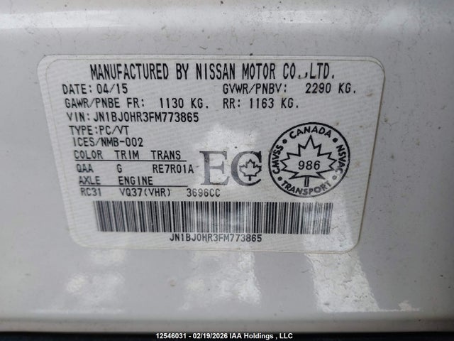 JN1BJ0HR3FM773865 Infiniti QX50