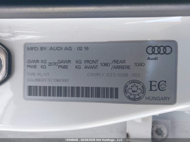 WAUB8GFF7G1084390 Audi A3 2.0t Komfort