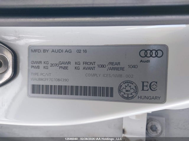 WAUB8GFF7G1084390 Audi A3 2.0t Komfort