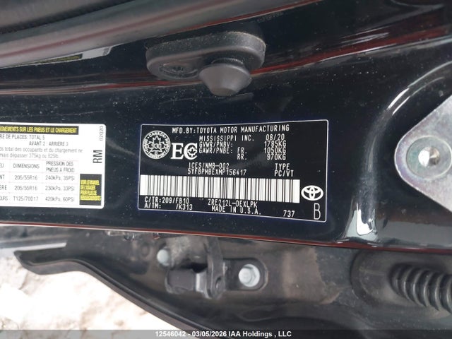 2021 Toyota Corolla Le მანქანა იყიდება აუქციონზე, vin: 5YFBPMBEXMP156417, აუქციონის ნომერი: 12546042