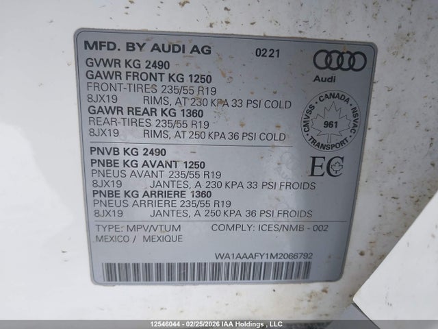 WA1AAAFY1M2066792 Audi Q5 45 Komfort