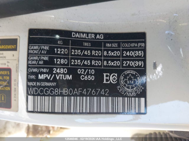 Auction sale of the 2010 Mercedes-benz Glk 350 4matic, vin: WDCGG8HB0AF476742, lot number: 12546046