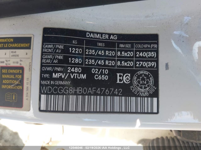 Auction sale of the 2010 Mercedes-benz Glk 350 4matic, vin: WDCGG8HB0AF476742, lot number: 12546046