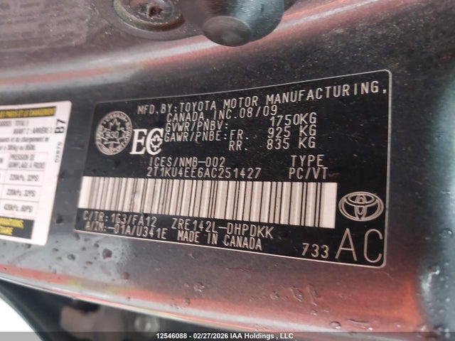 2010 Toyota Corolla Matrix მანქანა იყიდება აუქციონზე, vin: 2T1KU4EE6AC251427, აუქციონის ნომერი: 12546088