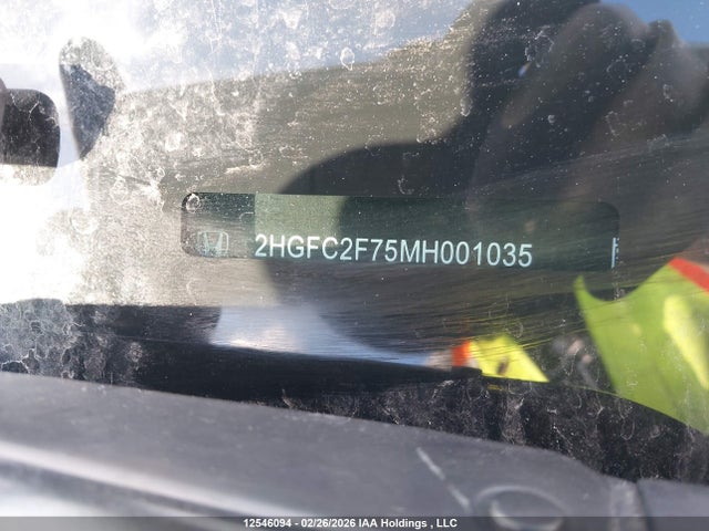 2021 Honda Civic Ex მანქანა იყიდება აუქციონზე, vin: 2HGFC2F75MH001035, აუქციონის ნომერი: 12546094
