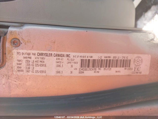 Продаж на аукціоні авто 2012 Dodge Grand Caravan, vin: 2C4RDGBG1CR234785, номер лоту: 12546107