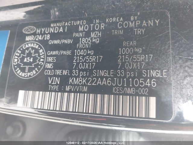 KM8K22AA6JU110546 Hyundai Kona 2.0l Preferred