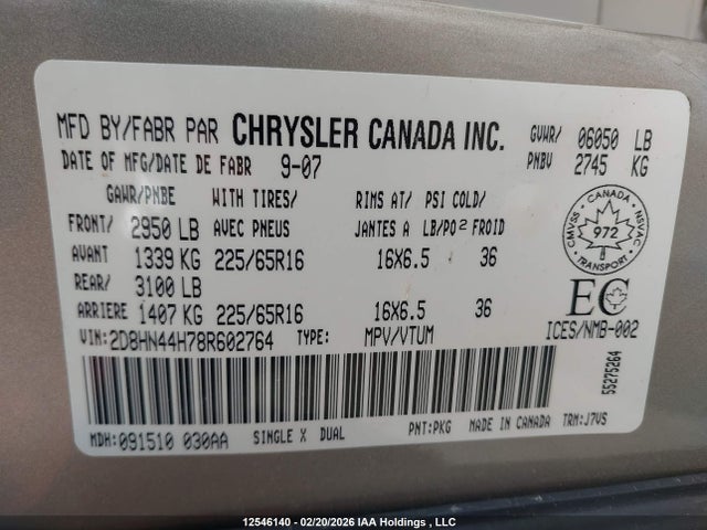 Aukcja sprzedaży 2008 Dodge Grand Caravan Se, vin: 2D8HN44H78R602764, numer aukcji: 12546140