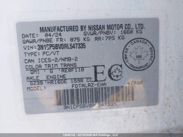 Aukcja sprzedaży 2024 Nissan Kicks, vin: 3N1CP5BV0RL547335, numer aukcji: 12546142