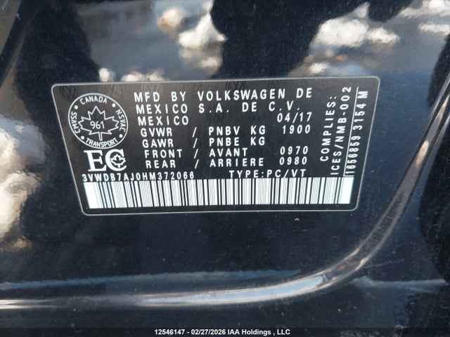 3VWDB7AJ0HM372066 Volkswagen Jetta Wolfsburg Edition