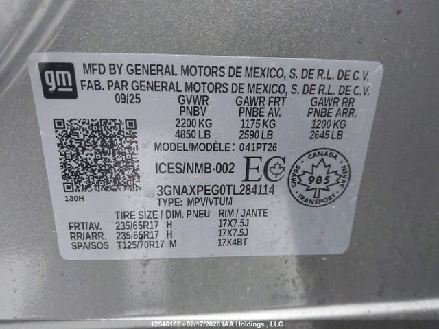 Chevrolet Equinox Lt Awd 2026 3GNAXPEG0TL284114 Image 9