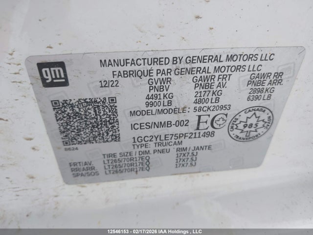 Aukcja sprzedaży 2023 Chevrolet Silverado K2500 Heavy Duty, vin: 1GC2YLE75PF211498, numer aukcji: 12546153