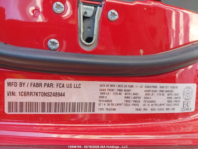 RAM 1500 Classic Tradesman 2022 1C6RR7KT0NS248944 Image 9