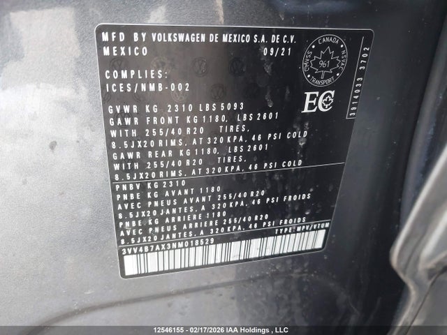 Продажа на аукционе авто 2022 Volkswagen Tiguan Sel R-line, vin: 3VV4B7AX3NM018529, номер лота: 12546155