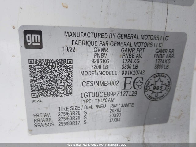1GTUUCE89PZ127129 GMC Sierra K1500 Elevation