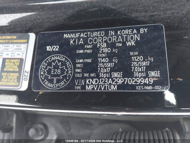 12546164 :رقم المزاد ، KNDJ23A29P7029949 vin ، 2023 Kia Soul Ev Premium مزاد بيع