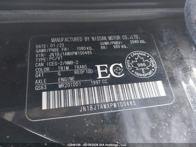 Продаж на аукціоні авто 2023 Nissan Qashqai, vin: JN1BJ1AWXPW100485, номер лоту: 12546188