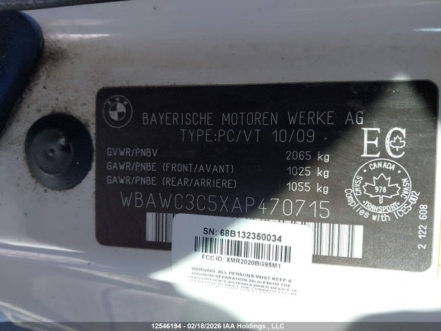 2010 Bmw 328i Xdrive მანქანა იყიდება აუქციონზე, vin: WBAWC3C5XAP470715, აუქციონის ნომერი: 12546194