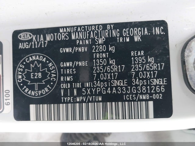 5XYPG4A33JG381266 KIA Sorento
