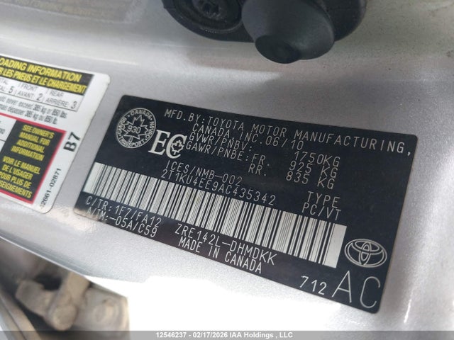 2010 Toyota Matrix მანქანა იყიდება აუქციონზე, vin: 2T1KU4EE9AC435342, აუქციონის ნომერი: 12546237