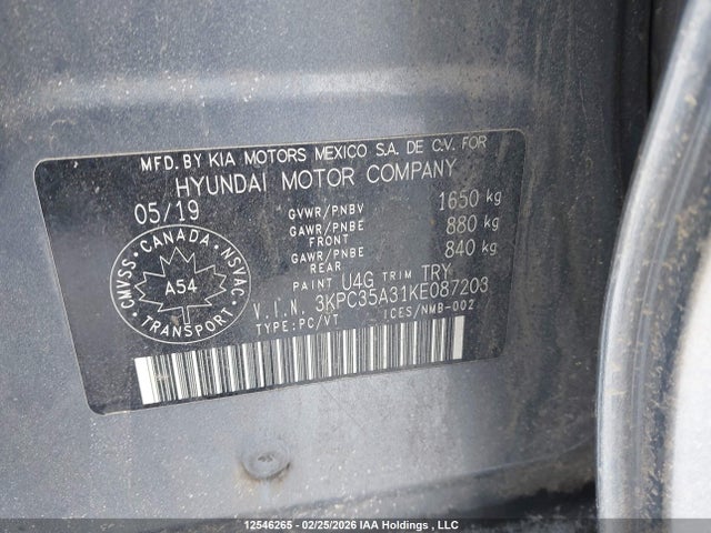 2019 Hyundai Accent მანქანა იყიდება აუქციონზე, vin: 3KPC35A31KE087203, აუქციონის ნომერი: 12546265