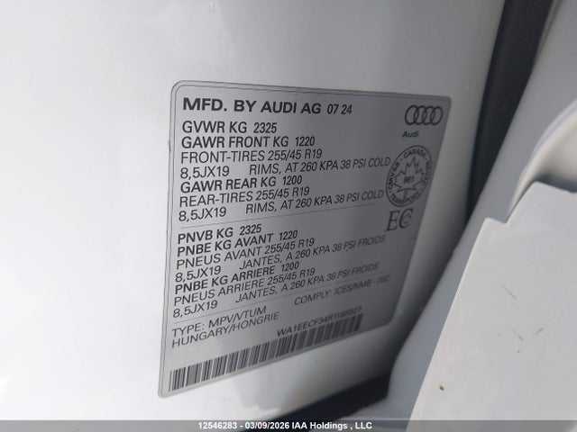 Продаж на аукціоні авто 2024 Audi Q3 Premium Plus S Line 45, vin: WA1EECF34R1185827, номер лоту: 12546283