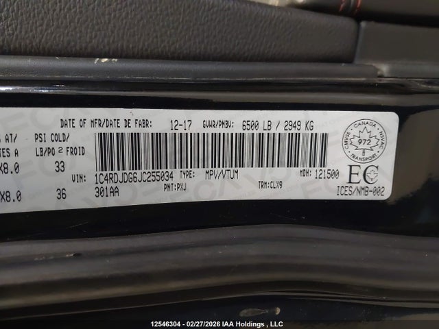 Dodge DURANGO GT 2018 1C4RDJDG6JC255034 Image 9