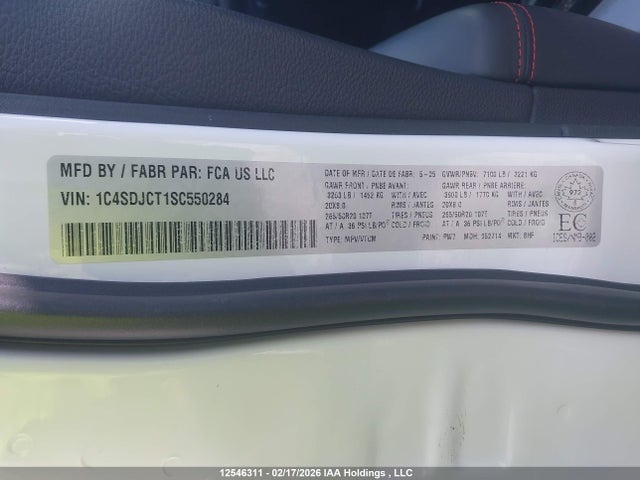 1C4SDJCT1SC550284 Dodge Durango R/t