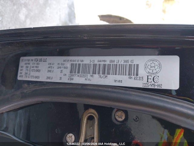 Aukcja sprzedaży 2019 Ram 1500 Classic St, vin: 1C6RR7FT4KS635972, numer aukcji: 12546322
