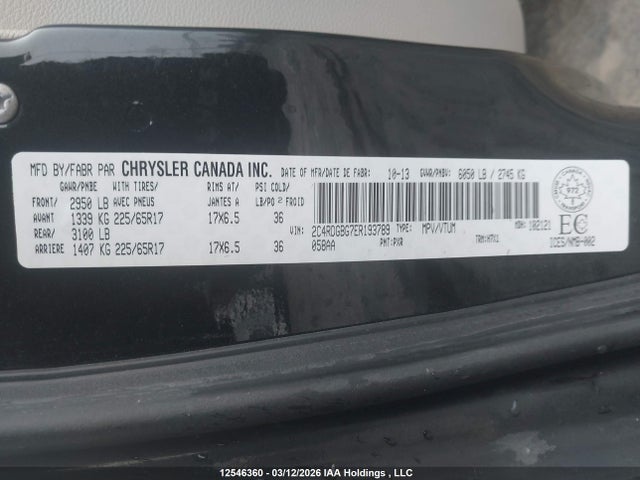 Продажа на аукционе авто 2014 Dodge Grand Caravan Se/sxt, vin: 2C4RDGBG7ER193789, номер лота: 12546360