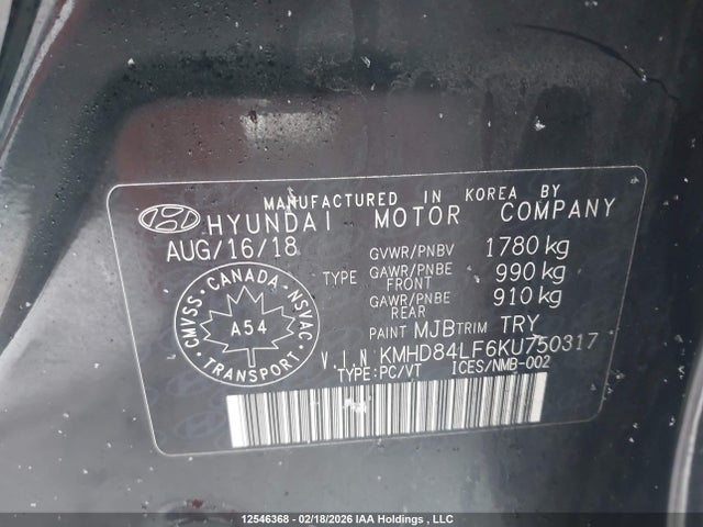 KMHD84LF6KU750317 Hyundai Elantra Sel/value/limited