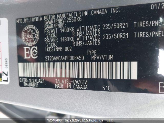 12546406 :رقم المزاد ، 2T2BAMCA4PC006459 vin ، 2023 Lexus Rx 350 مزاد بيع
