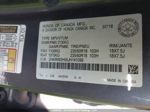 2HKRW2H55JH141099 Honda CR-V EX