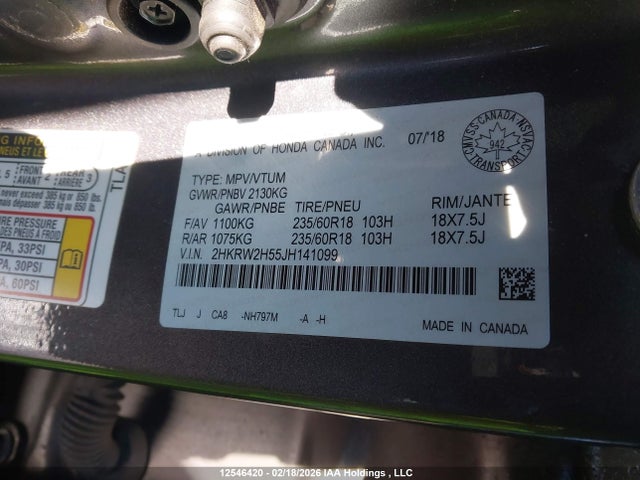 2HKRW2H55JH141099 Honda CR-V EX