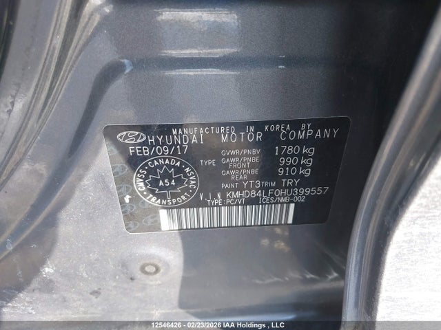 KMHD84LF0HU399557 Hyundai ELANTRA GL