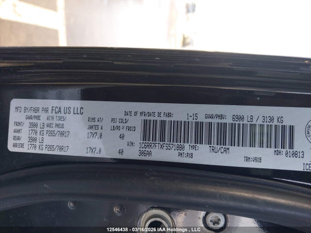 Aukcja sprzedaży 2015 Ram 1500 St, vin: 1C6RR7FTXFS571880, numer aukcji: 12546438