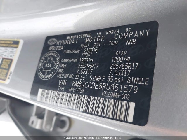 Продаж на аукціоні авто 2024 Hyundai Tucson, vin: KM8JCCDE8RU351579, номер лоту: 12546461