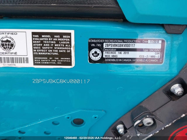 Продаж на аукціоні авто 2019 Skidoo , vin: 2BPSVBKG8KV000117, номер лоту: 12546468