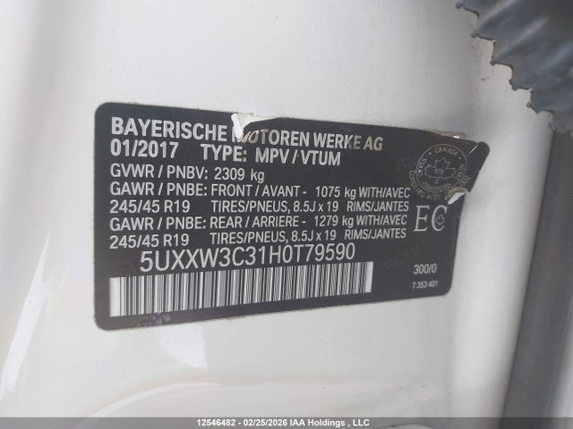 5UXXW3C31H0T79590 BMW X4 Xdrive28i