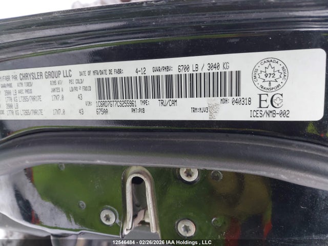 Aukcja sprzedaży 2012 Dodge Ram 1500, vin: 1C6RD7GT7CS255961, numer aukcji: 12546484