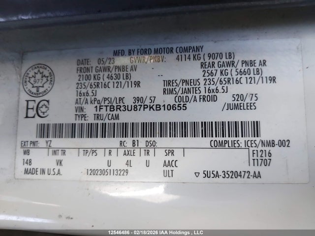 1FTBR3U87PKB10655 Ford Transit T-250