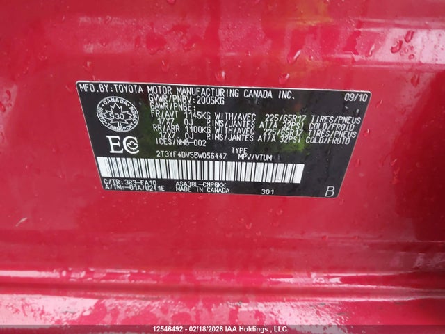 12546492 :رقم المزاد ، 2T3YF4DV5BW056447 vin ، 2011 Toyota Rav4 Limited مزاد بيع