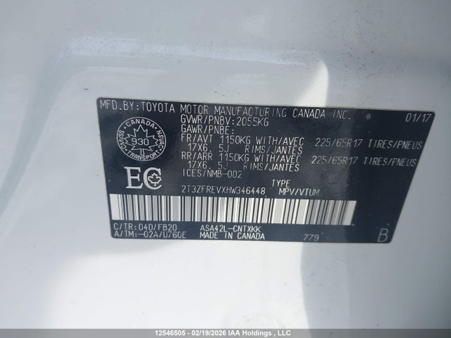 2T3ZFREVXHW346448 Toyota RAV4 LE