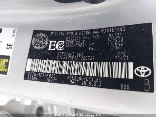 5YFB4MDE8RP205739 Toyota COROLLA LE