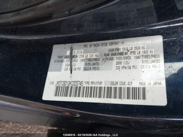 Mazda Cx-9 Gt 2019 JM3TCBDY2K0333746 Image 9