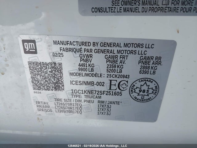 1GC1KNE72SF251605 Chevrolet Silverado K2500 Heavy Duty Lt